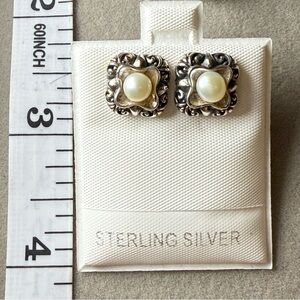 925 Sterling Silver Pearl earrings Bali style